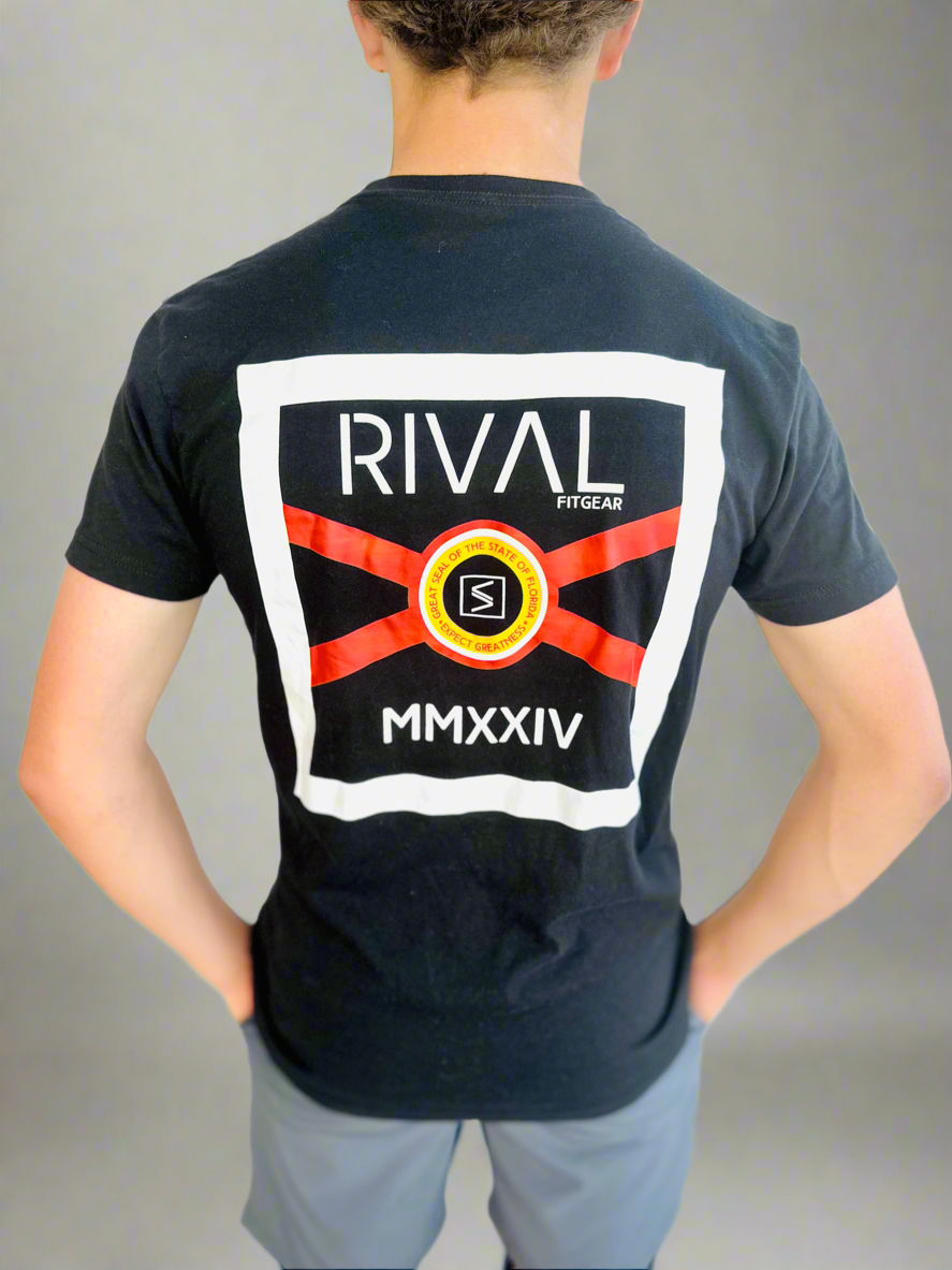 Male model wearing Rival Florida T in Black.