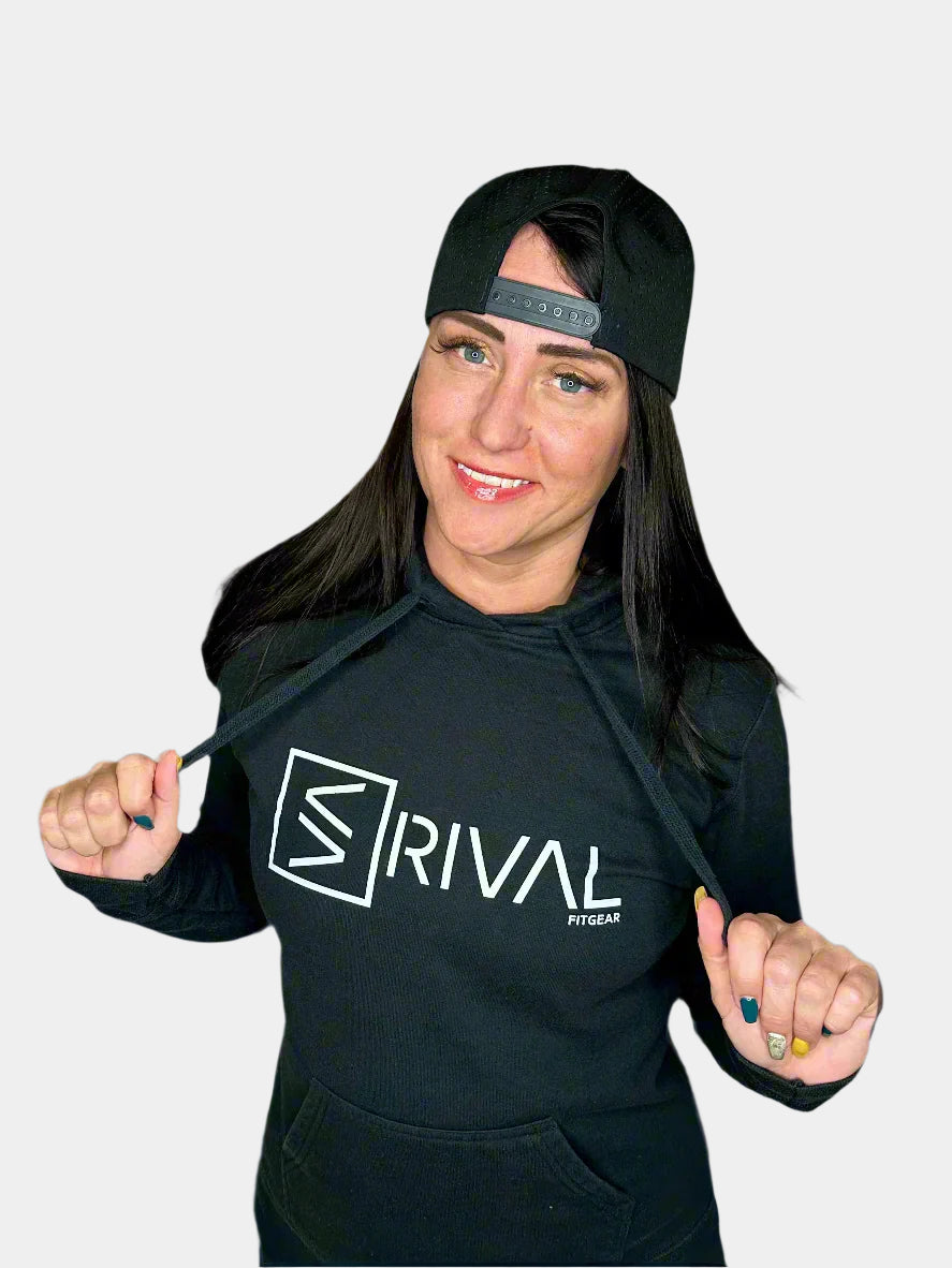 Female modeling Legend Classic Elite Form Hoodie.