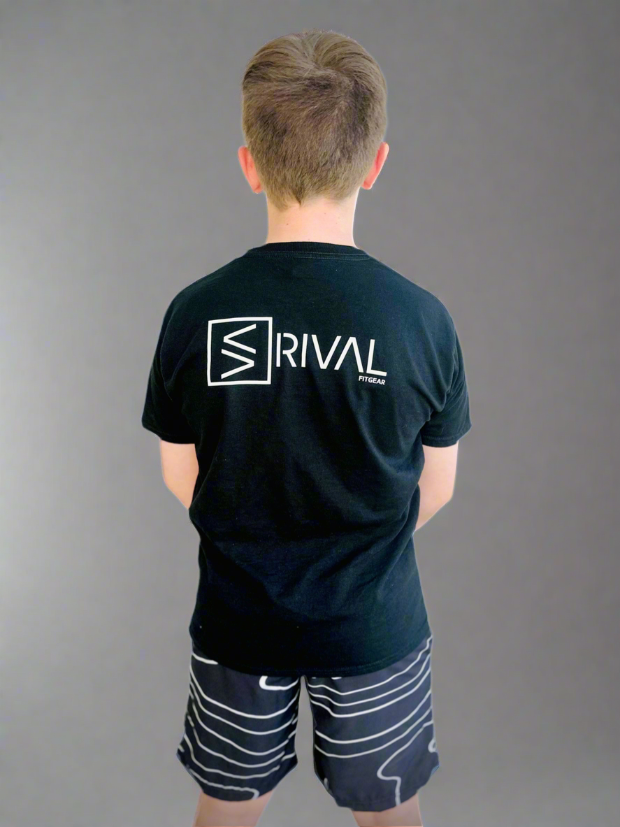 Back of child model wearing Legend Classic T Youth.