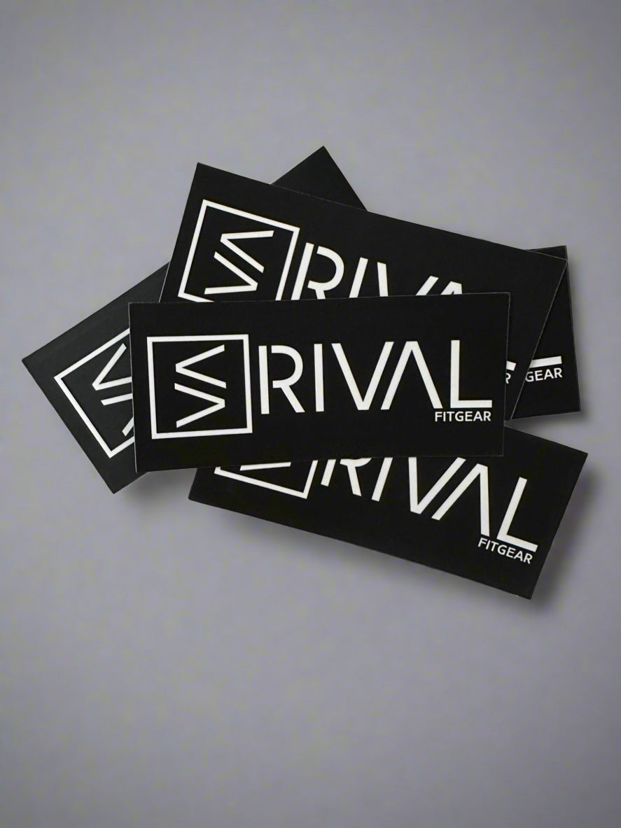 Stack of Rival Fit Gear stickers.