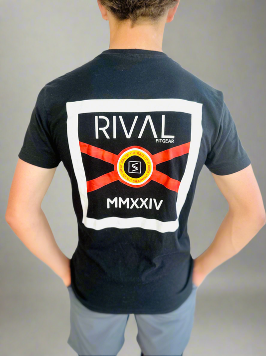 Male model wearing Rival Florida T in Black.
