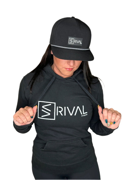 Female wearing Legend Classic Elite Form Hoodie. 