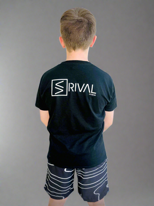 Back of child model wearing Legend Classic T Youth.