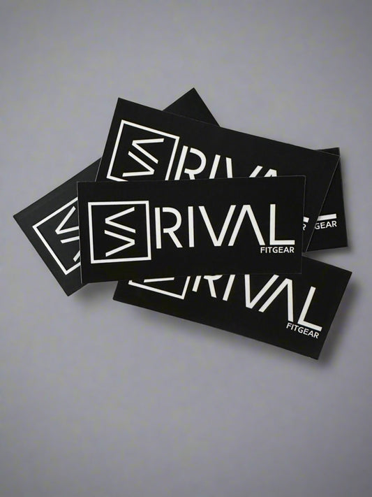 Stack of Rival Fit Gear stickers. 